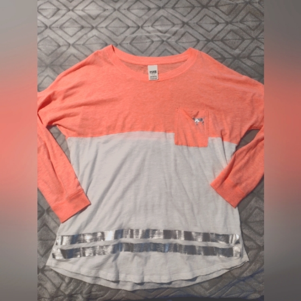 PINK Brand- Cheetah print sequined long sleeve shirt